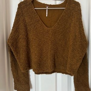 Cropped v neck free people sweater